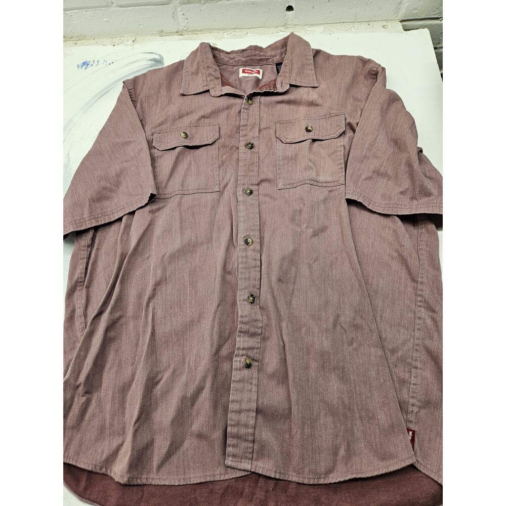 Vintage Red Wrangler Button Up Short Sleeve Shirt Mens XL